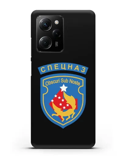 Чехол с надписью Спецназ и шевроном 5-я ОБрСпН синий цвет силиконовый для Xiaomi Poco X5 Pro