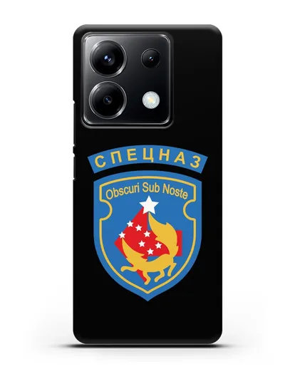 Чехол с надписью Спецназ и шевроном 5-я ОБрСпН синий цвет силиконовый для Xiaomi Poco X6