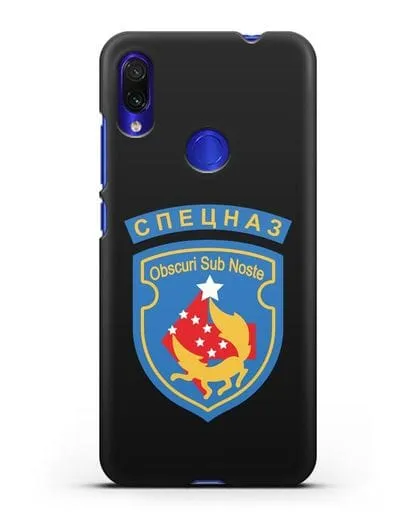 Чехол с надписью Спецназ и шевроном 5-я ОБрСпН синий цвет силиконовый для Xiaomi Redmi Note 7