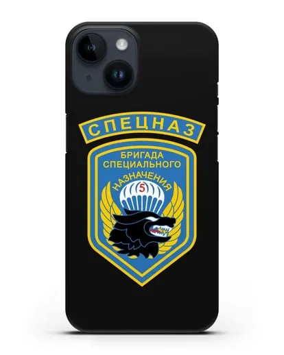 Чехол с шевроном 5-я ОБрСпН с изображением волка силиконовый для iPhone 14