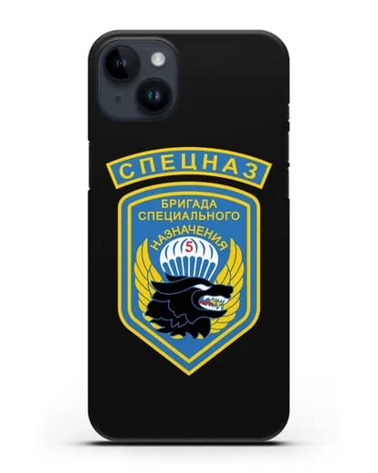 Чехол с шевроном 5-я ОБрСпН с изображением волка силиконовый для iPhone 14 Plus