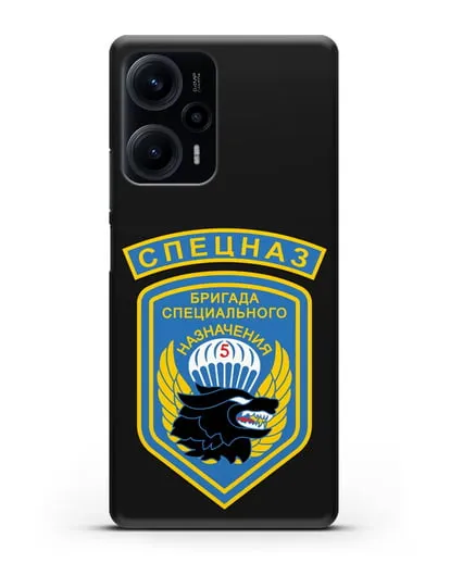 Чехол с шевроном 5-я ОБрСпН с изображением волка силиконовый для Xiaomi Poco F5