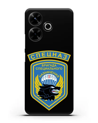 Чехол с шевроном 5-я ОБрСпН с изображением волка силиконовый для Xiaomi Poco M6