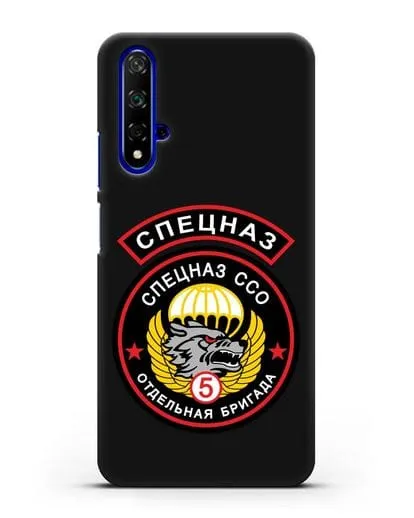 Чехол с изображением волка и надписью Спецназ ССО 5 ОБрСпН силиконовый для Honor 20