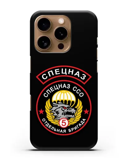 Чехол с изображением волка и надписью Спецназ ССО 5 ОБрСпН силиконовый для iPhone 16 Pro