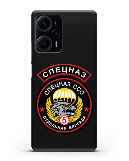 Чехол с изображением волка и надписью Спецназ ССО 5 ОБрСпН силиконовый для Xiaomi Poco F5