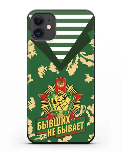 Чехол Камуфляж, тельняшка со знаком Отличник погранвойск силиконовый для iPhone 11