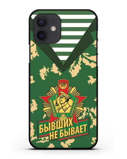 Чехол Камуфляж, тельняшка со знаком Отличник погранвойск силиконовый для iPhone 12