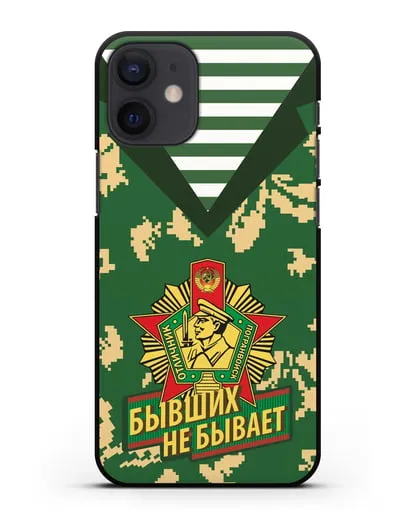 Чехол Камуфляж, тельняшка со знаком Отличник погранвойск силиконовый для iPhone 12 mini