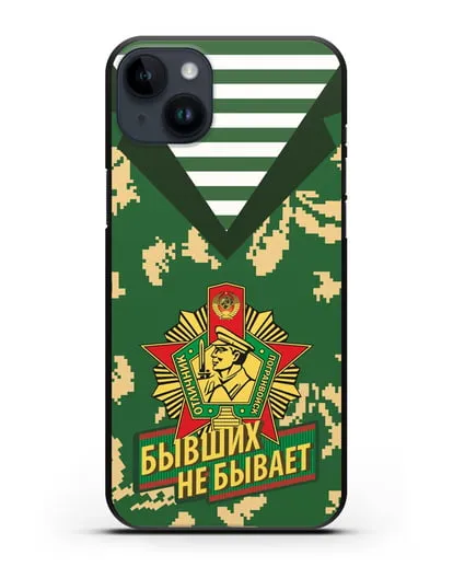 Чехол Камуфляж, тельняшка со знаком Отличник погранвойск силиконовый для iPhone 14 Plus