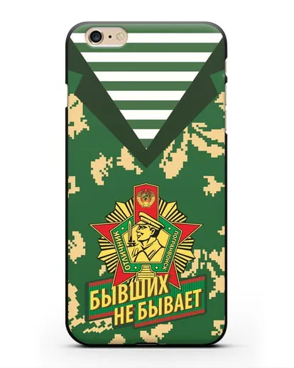 Чехол Камуфляж, тельняшка со знаком Отличник погранвойск силиконовый для iPhone 6 Plus