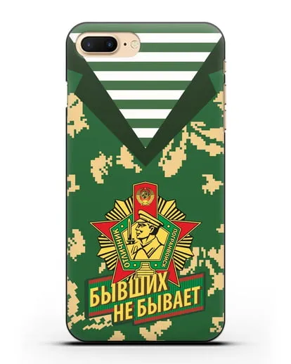 Чехол Камуфляж, тельняшка со знаком Отличник погранвойск силиконовый для iPhone 7 Plus