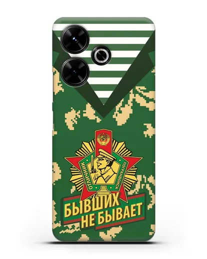 Чехол Камуфляж, тельняшка со знаком Отличник погранвойск силиконовый для Xiaomi Poco M6