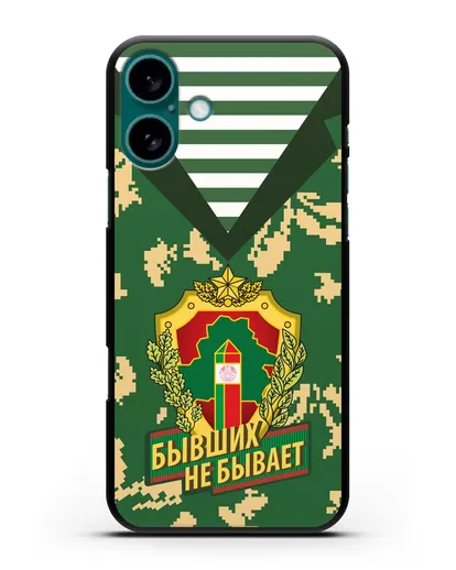 Чехол Камуфляж, тельняшка с гербом Пограничных войск РБ силиконовый для iPhone 16 Plus