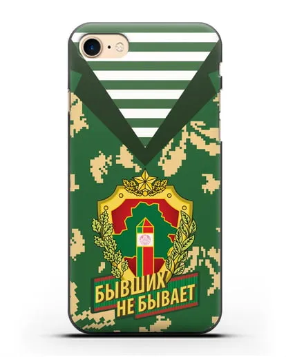 Чехол Камуфляж, тельняшка с гербом Пограничных войск РБ силиконовый для iPhone 7
