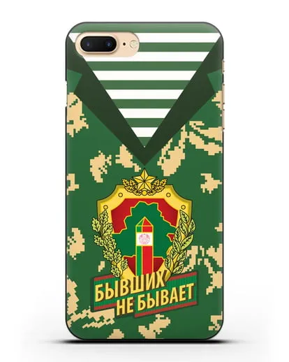 Чехол Камуфляж, тельняшка с гербом Пограничных войск РБ силиконовый для iPhone 8 Plus