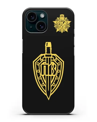 Чехол с гербом Пограничных войск и знаком Отличник погранвойск силиконовый для iPhone 15