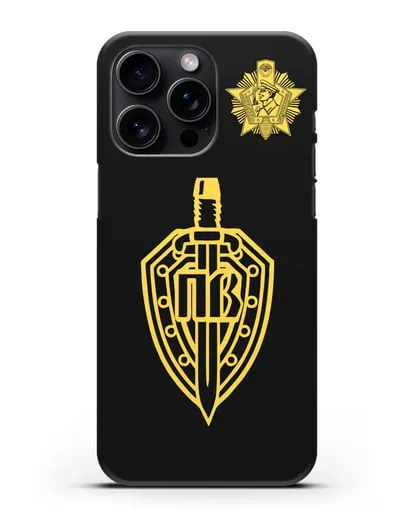 Чехол с гербом Пограничных войск и знаком Отличник погранвойск силиконовый для iPhone 15 Pro Max