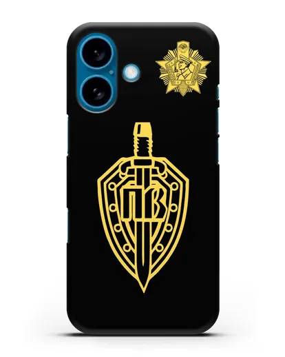 Чехол с гербом Пограничных войск и знаком Отличник погранвойск силиконовый для iPhone 16