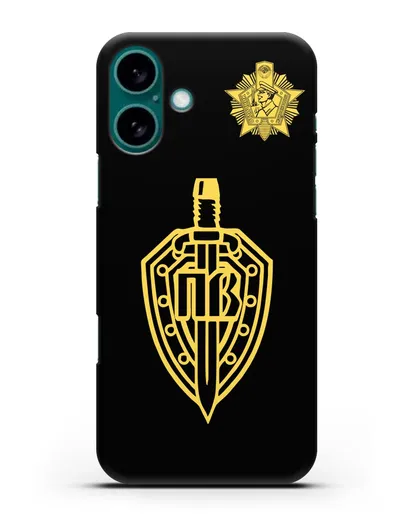 Чехол с гербом Пограничных войск и знаком Отличник погранвойск силиконовый для iPhone 16 Plus