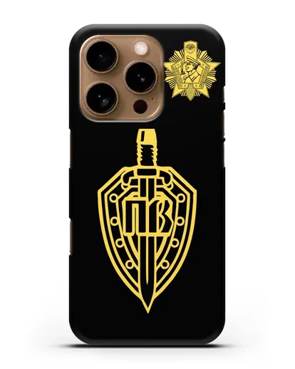 Чехол с гербом Пограничных войск и знаком Отличник погранвойск силиконовый для iPhone 16 Pro