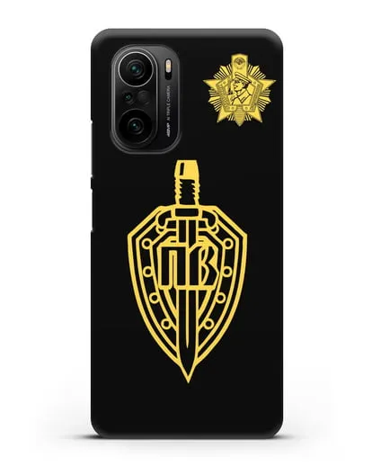 Чехол с гербом Пограничных войск и знаком Отличник погранвойск силиконовый для Xiaomi Poco F3 Pro