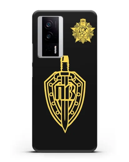 Чехол с гербом Пограничных войск и знаком Отличник погранвойск силиконовый для Xiaomi Poco F5 Pro