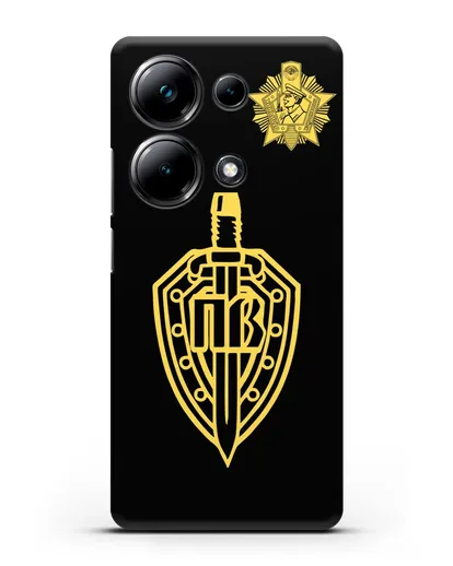 Чехол с гербом Пограничных войск и знаком Отличник погранвойск силиконовый для Xiaomi Poco M6 Pro
