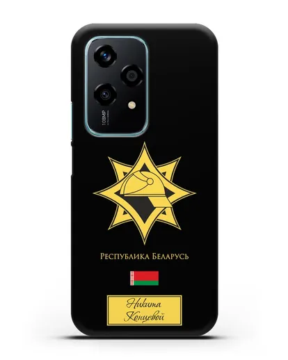 Именной чехол в золотом цвете с эмблемой МЧС Республики Беларусь силиконовый для Honor 200 Lite