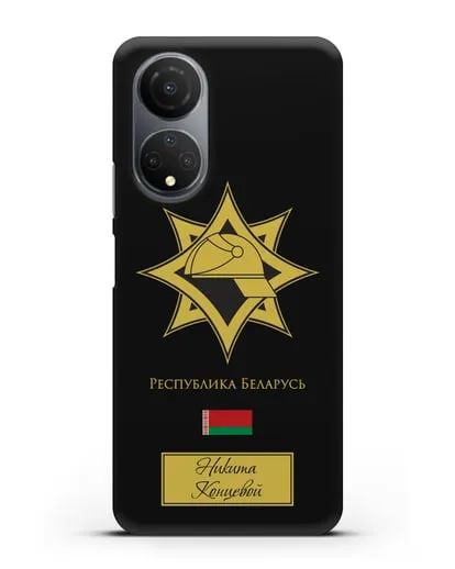 Именной чехол в золотом цвете с эмблемой МЧС Республики Беларусь силиконовый для Honor X7