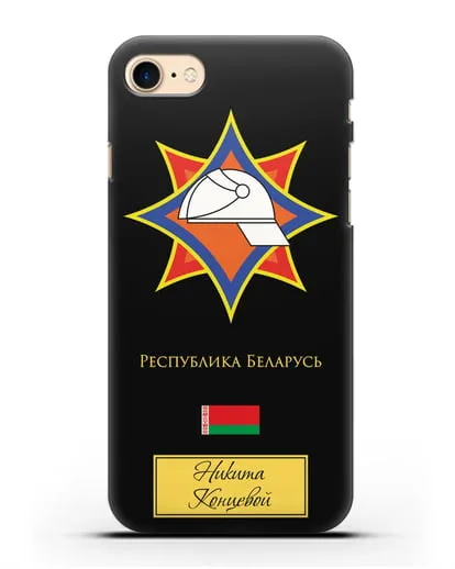 Именной чехол с эмблемой МЧС Республики Беларусь силиконовый для iPhone 7