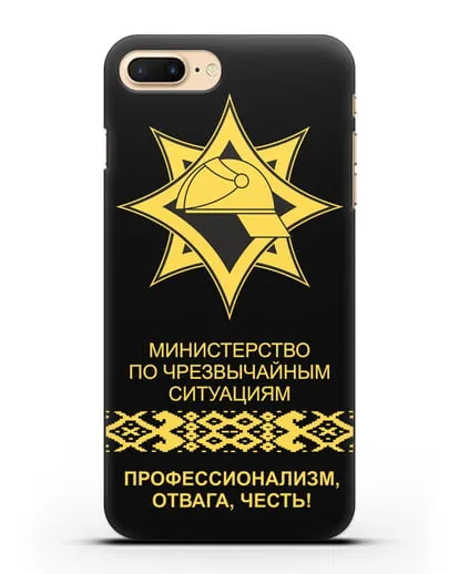 Чехол с эмблемой МЧС Республики Беларусь в золотом цвете силиконовый для iPhone 7 Plus