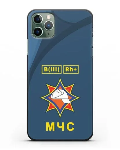 Чехол МЧС Республики Беларусь с группой крови силиконовый для iPhone 11 Pro