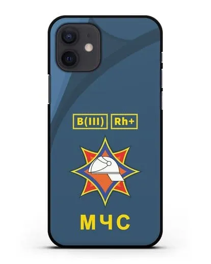 Чехол МЧС Республики Беларусь с группой крови силиконовый для iPhone 12