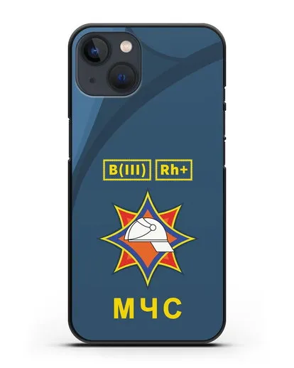 Чехол МЧС Республики Беларусь с группой крови силиконовый для iPhone 13 Mini