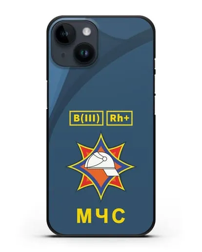 Чехол МЧС Республики Беларусь с группой крови силиконовый для iPhone 14