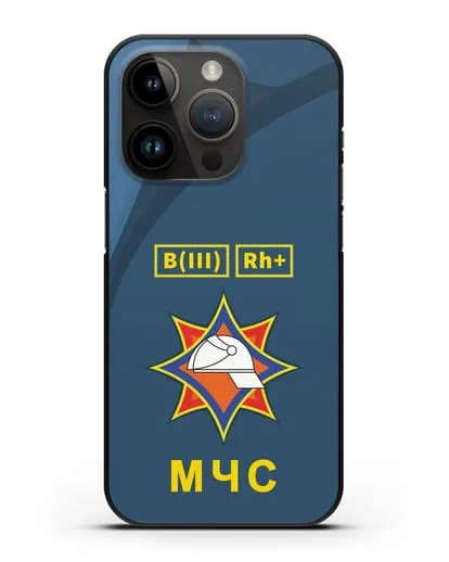 Чехол МЧС Республики Беларусь с группой крови силиконовый для iPhone 14 Pro