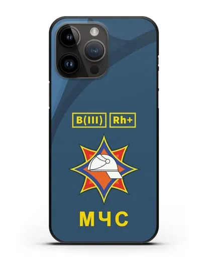 Чехол МЧС Республики Беларусь с группой крови силиконовый для iPhone 14 Pro Max