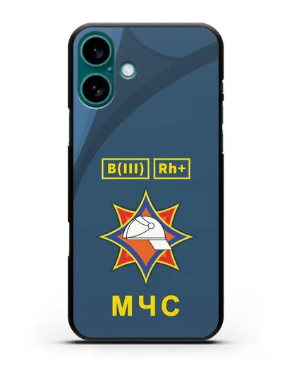 Чехол МЧС Республики Беларусь с группой крови силиконовый для iPhone 16 Plus