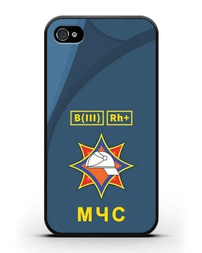 Чехол МЧС Республики Беларусь с группой крови силиконовый для iPhone 4/4s