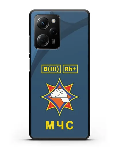 Чехол МЧС Республики Беларусь с группой крови силиконовый для Xiaomi Poco X5 Pro