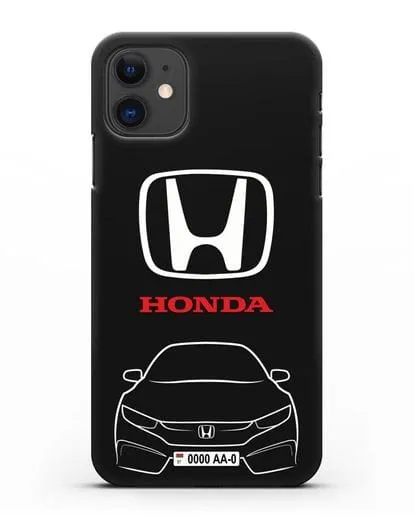 Чехол Honda с автомобильным номером силиконовый для iPhone 11