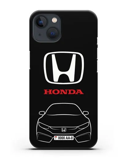 Чехол Honda с автомобильным номером силиконовый для iPhone 13