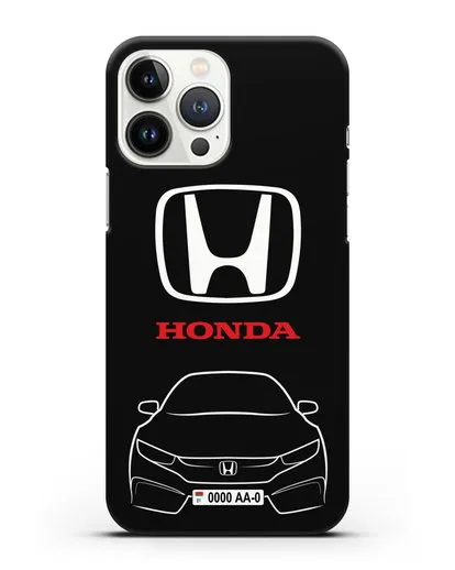 Чехол Honda с автомобильным номером силиконовый для iPhone 13 Pro Max