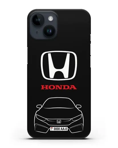 Чехол Honda с автомобильным номером силиконовый для iPhone 14