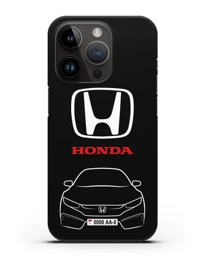 Чехол Honda с автомобильным номером силиконовый для iPhone 14 Pro