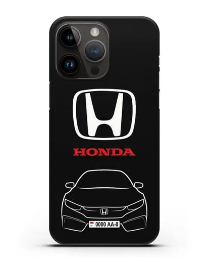 Чехол Honda с автомобильным номером силиконовый для iPhone 14 Pro Max