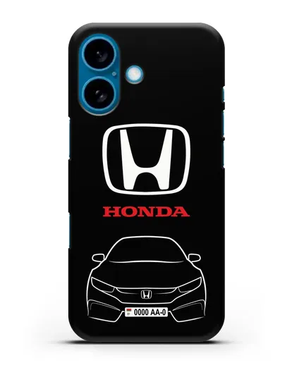 Чехол Honda с автомобильным номером силиконовый для iPhone 16