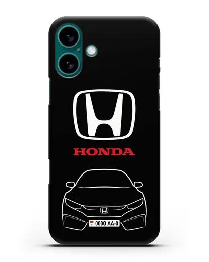 Чехол Honda с автомобильным номером силиконовый для iPhone 16 Plus