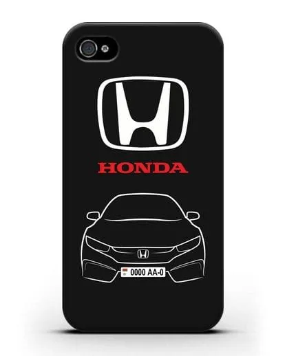 Чехол Honda с автомобильным номером силиконовый для iPhone 4/4s